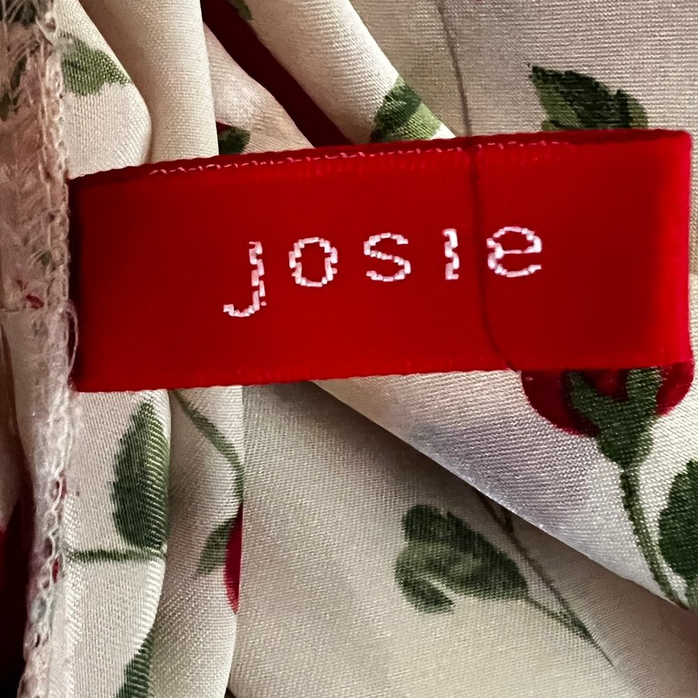 Like new JOSIE NATORI Kimono Style Cream Satin-Like Red Rose Print Robe … - Picture 4 of 11